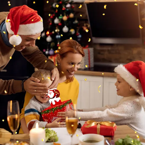 Vista 4 de Caja de dinero de Navidad para regalo en efectivo, caja sorpresa de felicidad, cajas de dinero con tarjeta extraíble de Papá Noel y 30 bolsas