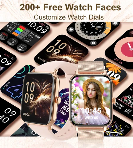 Vista 5 de Reloj inteligente para mujer con respuesta de llamadas Bluetooth, reloj de fitness con esfera de 1.85 pulgadas con monitor de sueño de frecuencia