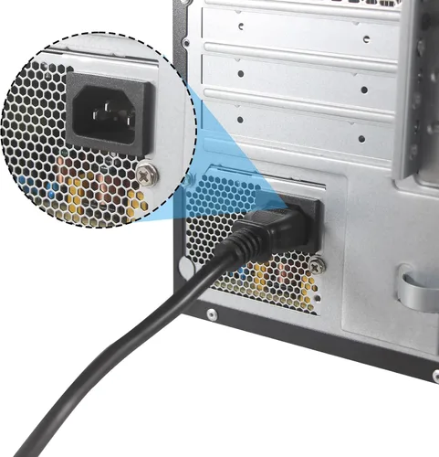 Vista 4 de Cable de alimentación para computadora de 1 pie - 1 paquete de 16 Negro 1 paquete