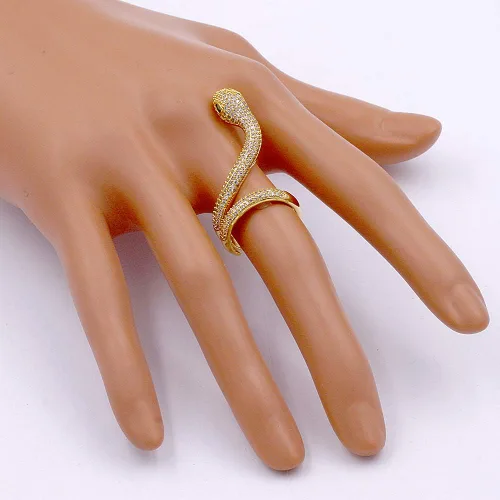 Vista 3 de Lavencious Anillos ajustables de serpiente con diseño de piedras AAA CZ Declaración Anillos de cóctel para mujer, Cristal, circonita