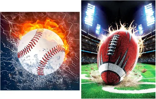 Vista 10 de Apomelo Kits de Arte de Diamantes para Adultos Béisbol Pintura de Arte de Diamantes Deportes Bricolaje Taladro Completo Artesanías de Arte