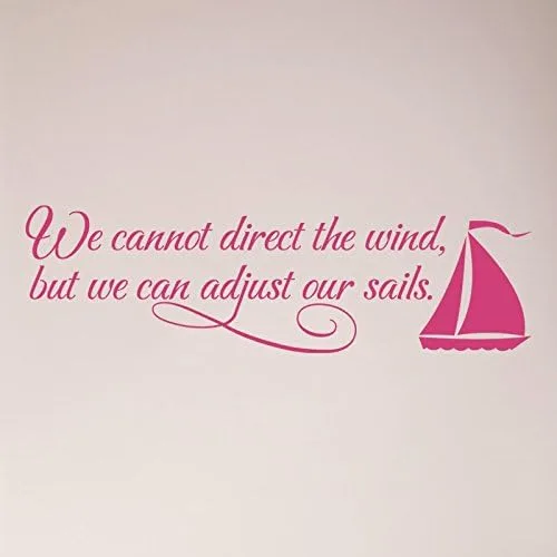 Vista 7 de 36"x12" We Cannot Direct The Wind, But We Can Adjust Our Sails. Adhesivo de pared con texto en inglés "We Cannot Direct The Wind, But We Can Adjust