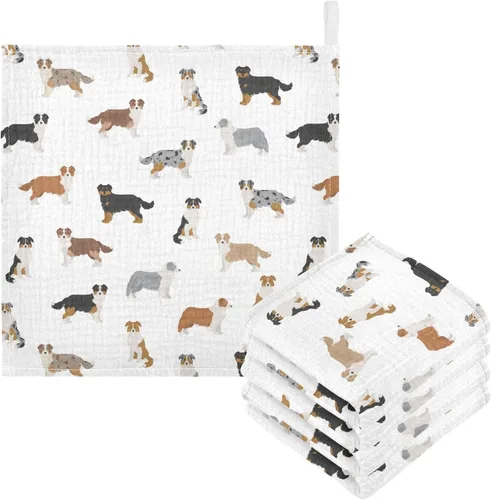 Vista 30 de Toallas de algodón para bebé, toallas de baño unisex para recién nacidos, toallitas naturales para piel delicada, 11.8 x 11.8 pulgadas, paquete de 5