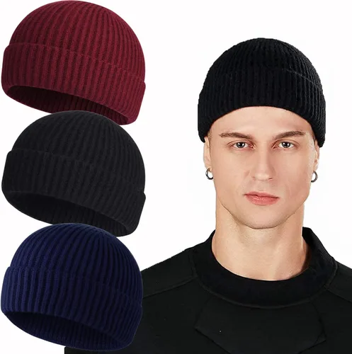 Vista 10 de ROYBENS Swag Wool Knit Cuff Short Fisherman Beanie for Men Women Winter Hat 1 albaricoque