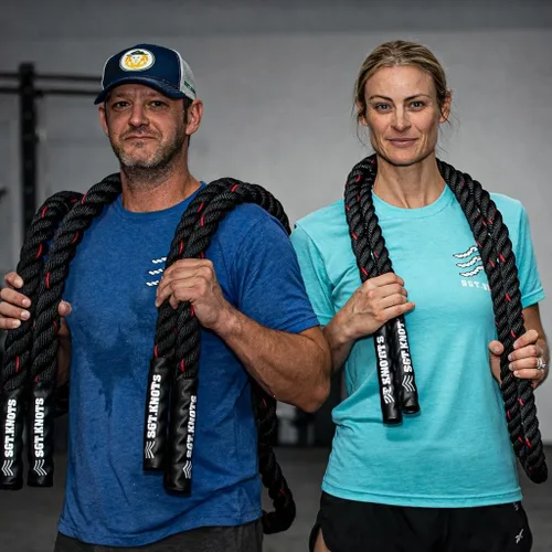 Vista 5 de Weighted Battle Jump Rope, 10 FT Twisted Training Rope w/Thick Easy-Grip Handles, Full-Body Cardio + Strength Conditioning Rope