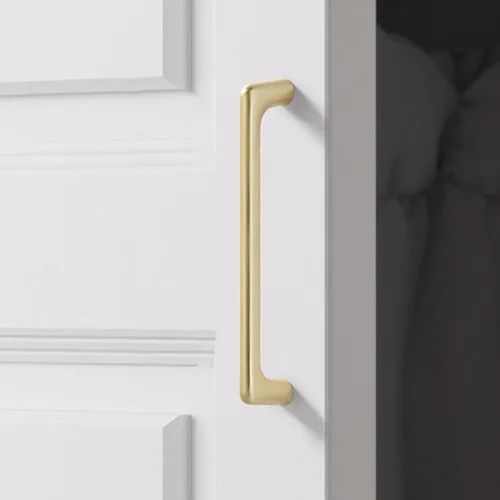 Vista 11 de Paquete de 4 tiradores dorados para cajones de gabinete, manijas doradas cepilladas para cajones de tocador, accesorios de gabinete de baño
