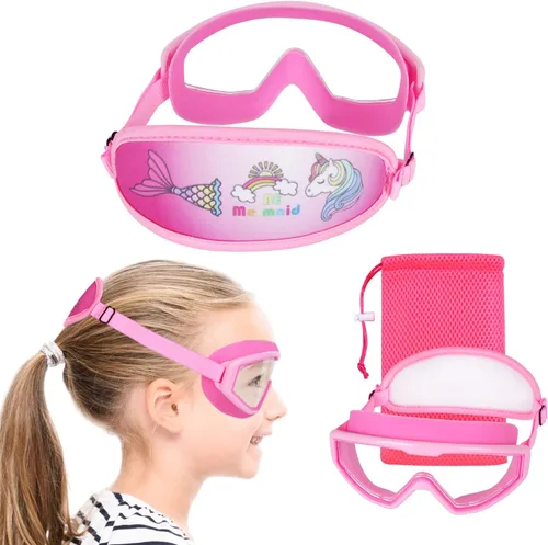 Vista 14 de Kids Goggles Swimming 4-7,Kids Goggles Fabric Strap,Wide View Swimming Goggles for Toddler