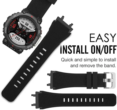 Vista 5 de Lamshaw Correa compatible con Amazfit T-Rex 2, correa de silicona de repuesto suave con hebilla de acero inoxidable compatible con Amazfit T-Rex 2 2