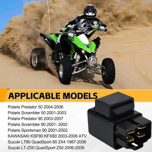 Vista 6 de Conjunto de relé solenoide de arranque para Polaris Predator 50 90 Suzuki QuadSport LT 80 Z50 Yamaha Warrior 350 Big Bear 400 Grizzly 660 600 Moto 4