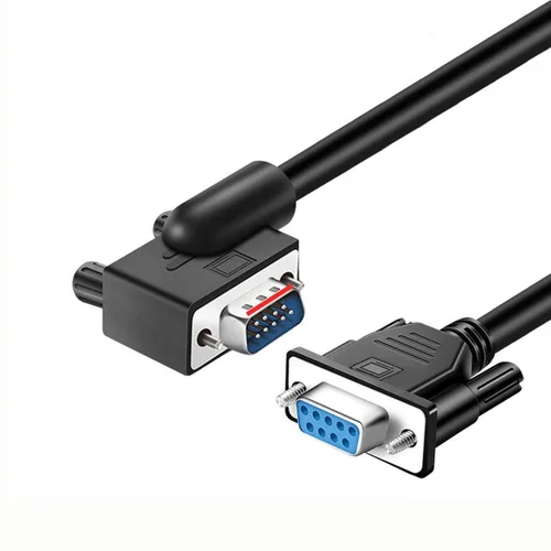 Vista 4 de DB9 Serial RS232 Cable de 10 pies, 9 pines en ángulo izquierdo a recto conector para puerto COM, módem, PC