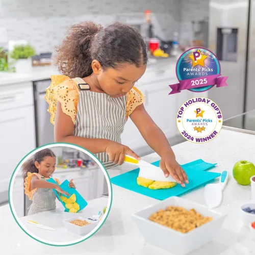 Vista 2 de TOVLA JR. Juego Premium de Cuchillos y Tabla de Cortar Seguros para Niños Montessori – Herramientas Reales de Cocina para Niños Pequeños y Jóvenes
