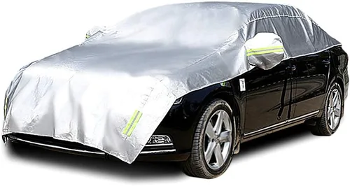 Vista 13 de Funda para la mitad del coche para todo tipo de clima, cubierta para el cuerpo del coche, parasol, cubierta de nieve, impermeable, resistente a