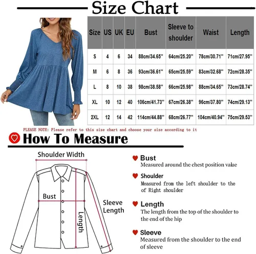 Vista 7 de Fragarn Camiseta casual de manga larga con cuello en V para mujer