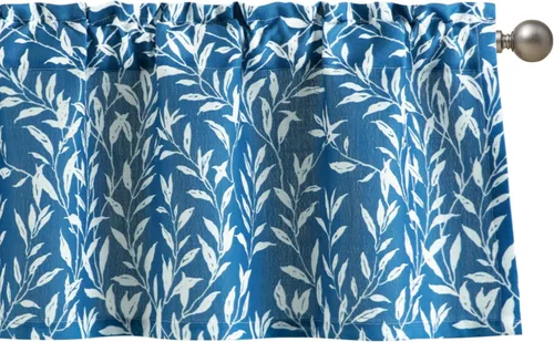 Vista 29 de VOGOL Cortinas de cenefa de jacquard dorado con diseño de flores de lujo para dormitorio, sala de estar, comedor, 52 x 14 pulgadas, 1 panel, negro