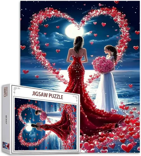 Vista 18 de Rompecabezas de mujer vieja de 1000 piezas para adultos, familias (niña, dama, pizza, naipe, vino tinto, amigas) piezas que encajan perfectamente