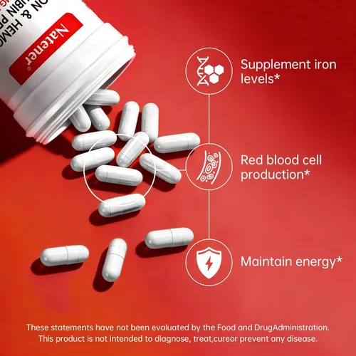 Vista 4 de Suplemento de hierro de 36 mg con 500 mg de remolacha, hierro quelado cuádruple y péptido de hemoglobina sinérgica – Absorción mejorada sin efectos