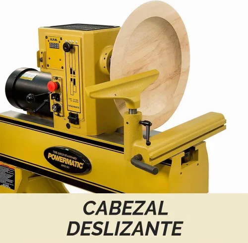 Vista 3 de Powermatic Torno de carpintería de velocidad variable de 20 x 20 pulgadas, máquina de torneado de madera reversible, 2 HP, 220 V 1 Ph (2020B)