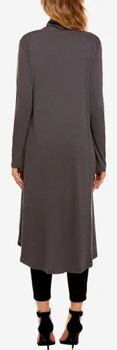 Vista 5 de Cárdigan de manga larga casual para mujer largo y abierto por delante ligero con dobladillo asimétrico drapeado tallas S3XL
