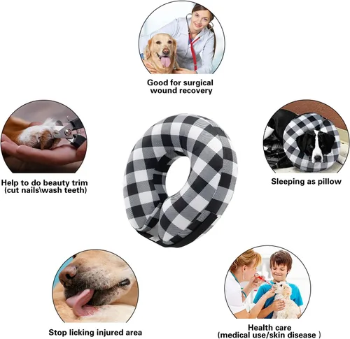 Vista 3 de CuteBone Cono Inflable para Perros con Fundas de Forro Polar Suave Extraíbles para Perros Pequeños/Medianos/Grandes y Gatos Collar de Dona