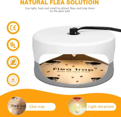 Vista 4 de Trampas para pulgas para el interior de tu hogar con recambios de almohadillas adhesivas y bombillas