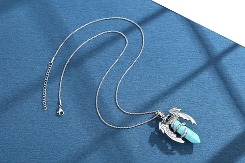 Vista 2 de XIANNVXI Collar de piedra curativa de cristal vintage para hombres y mujeres, collar de dragón fresco, simple, retro, natural, reiki, espirtural