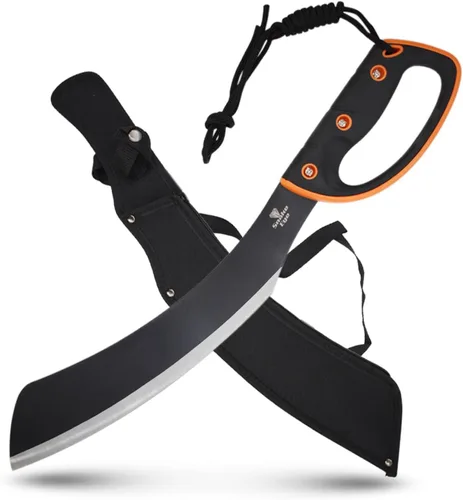 Vista 12 de Snake Eye Tactical Machete de hoja fija Full-Tang con vaina para caza, camping, pesca al aire libre (BK-GN)