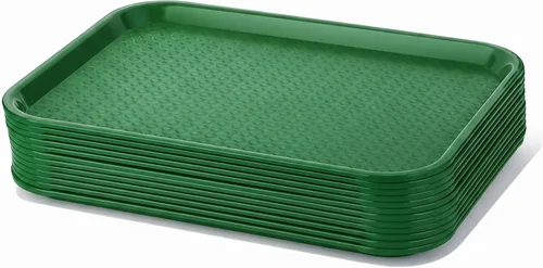 Vista 9 de TrueCraftware - Bandeja de comida rápida de 10 1/2 pulgadas x 13 5/8 pulgadas, juego de 12 bandejas de comida rápida para cafetería, juego de Marrón