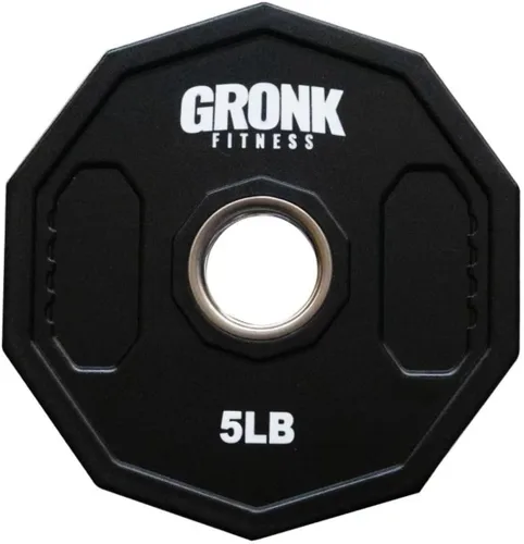 Vista 9 de Gronk Fitness Placas de pesas olímpicas de uretano de 10 lados Pesas duraderas para gimnasios domésticos y comerciales Diseño no rodante