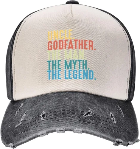 Vista 3 de Godfather The Man The Myth The Legend Adjustable Cowboy hat Washed Baseball Cap Outdoor Sun hat Dark Red