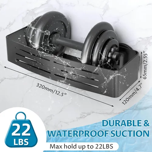 Vista 5 de Onemake Organizador de ducha con ventosa, estante de ducha de succión con ganchos portátiles, organizador de baño con barra de toalla