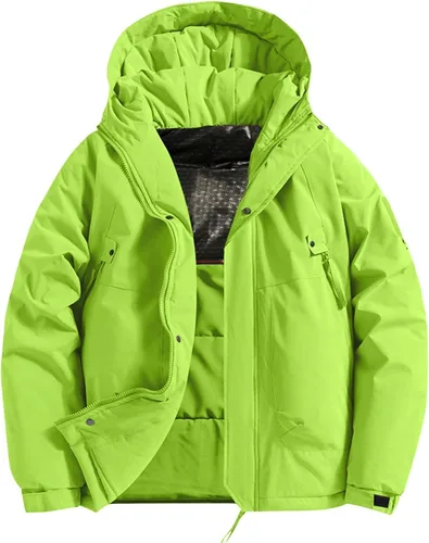 Vista 10 de Chaqueta impermeable de esquí para hombre con forro polar cálido para invierno con capucha costuras totalmente selladas