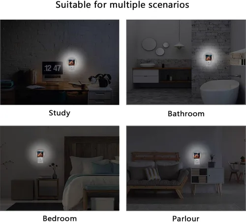 Vista 6 de Paquete de 2 luces de noche decorativas con sensor de atardecer a amanecer, lámpara de noche LED, enchufe de 3 × 4.5 × 1.4 pulgadas
