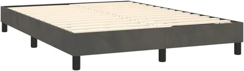 Vista 5 de vidaXL Marco de cama tamaño Queen con somier, terciopelo gris oscuro, diseño moderno, construcción de madera contrachapada de ingeniería duradera