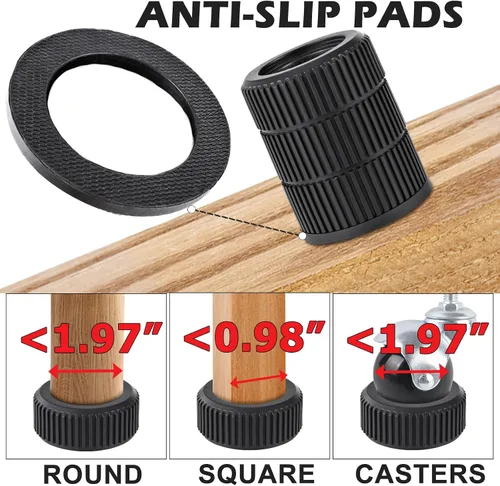 Vista 3 de Paquete de 4 elevadores de cama apilables, elevadores de muebles ajustables para cama, sofá, silla, escritorio y mesa, extensores de patas