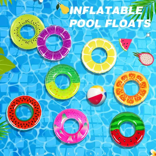 Vista 4 de Libima Flotadores inflables de piscina para adultos, anillos de natación, tubos de natación, flotadores para adultos, decoraciones hawaianas