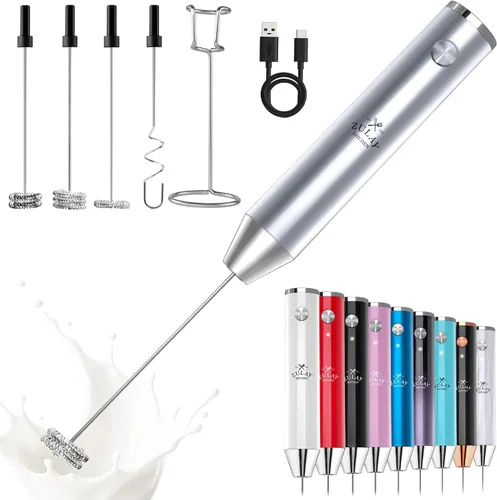 Vista 59 de Zulay Milk Boss Espumador de leche potente manual, hace espuma para latte, batidor para mezclar bebidas, café, miniespumador para capuchino, frappé