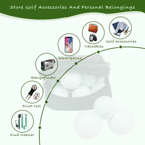 Vista 8 de Bolsa organizadora de accesorios de golf, bolsa portátil de objetos de valor de golf, bolsa de almacenamiento con múltiples bolsillos