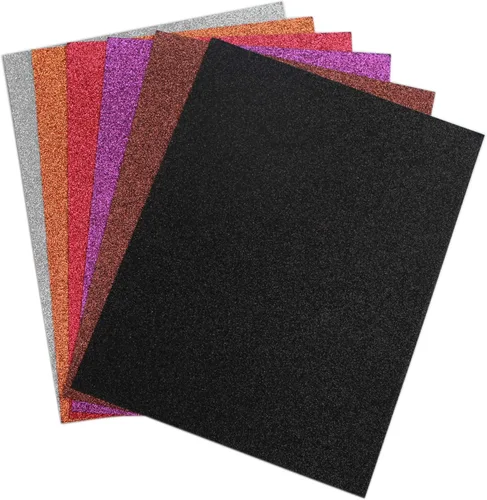 Vista 2 de Cartulina con purpurina – Autoadhesiva – Paquete de 20 – 8.5 x 11 pulgadas – Hojas brillantes de alta calidad para manualidades, proyectos de arte