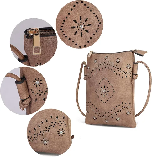 Vista 6 de MKF Collection Bolso cruzado para mujer bolso cruzado de cuero vegano para mujer bolso de hombro pequeño
