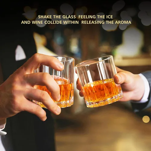 Vista 6 de Juego de 2 vasos de whisky de 11 onzas, vaso de bourbon, vasos de rocas Vasos antiguos, juegos de vasos de whisky para bourbon, whisky, coñac