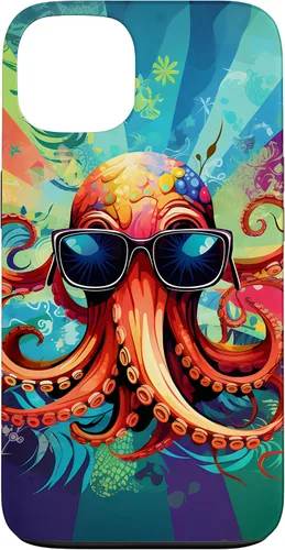 Vista 7 de iPhone 11 Pro That's One Cool Pultopus Pulpo colorido con funda para gafas de sol
