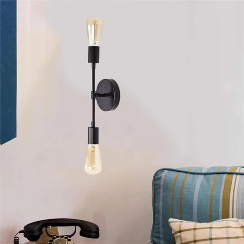 Vista 6 de Lámpara de pared industrial retro con 2 luces para espejo de tocador, apliques dobles para cocina, sala de estar, dormitorio, E27 Lampara Pared