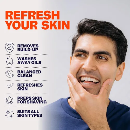Vista 2 de Freebird Limpiador diario de cuerpo y cara para hombres, limpiador desintoxicante de piel con vitamina E y ácido salicílico, lavado exfoliante