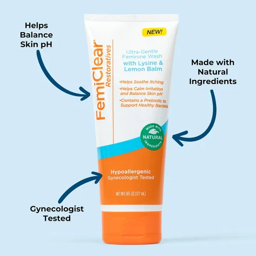 Vista 8 de FemiClear Cuidado femenino completo, lavado suave y crema para aliviar el herpes - Ingredientes naturales para mayor comodidad