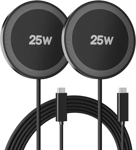 Vista 16 de Cargador inalámbrico magnético de 25 W: almohadilla de carga rápida para iPhone 17, 16, 15, 14, 13, 12 Pro Max, Samsung Galaxy S26 S25, Google Pixel