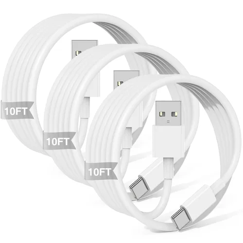 Vista 16 de Paquete de 3 cables negros [3.3 pies+3.3 pies + 6 pies] USB A a USB C, cable USB a USB C Carplay para iPhone 16 15 Pro Plus Pro Max, para iPad