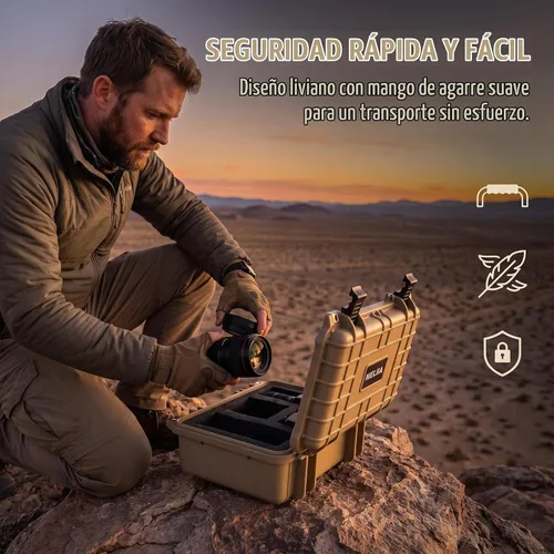 Vista 5 de MEIJIA Estuche Protector Impermeable IP67 Portátil para Todo Clima, Estuche Rígido para Cámara, Estuche Seco con Espuma Personalizable, Apto
