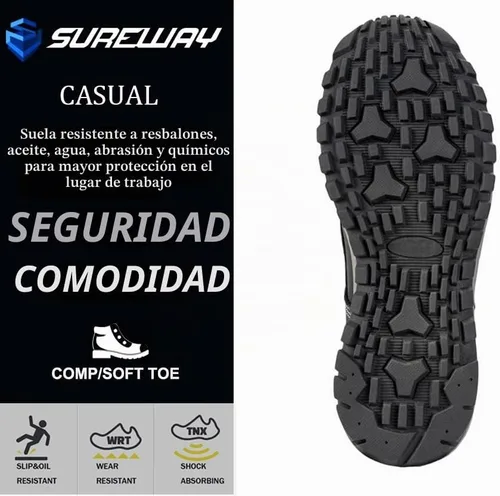 Vista 5 de SUREWAY Men's Moc Toe Soft/Composite Toe Leather Safety Work Boots lace up,lightweight casual fit,cushioned comfort insole,oil and slip resistant