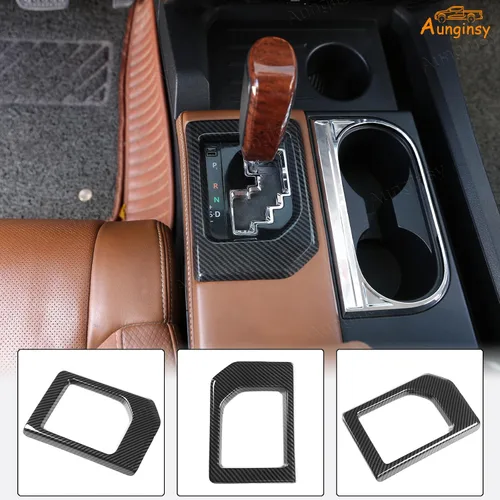 Vista 6 de Aunginsy Cubierta de panel de palanca de cambios de consola central compatible con accesorios Toyota Tundra 2014-2021, palanca de cambios de control