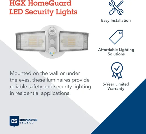 Vista 2 de Lithonia Lighting HomeGuard - Luces LED de 2 luces LED para exteriores, sensor de anochecer a amanecer, lúmenes ajustables, color seleccionable
